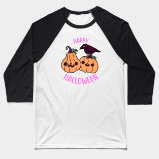 Happy halloween a Cute pumpkin friend with a crow Baseball T-Shirt